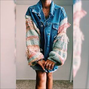 Eclectic Sleeve Oversized Denim Jacket